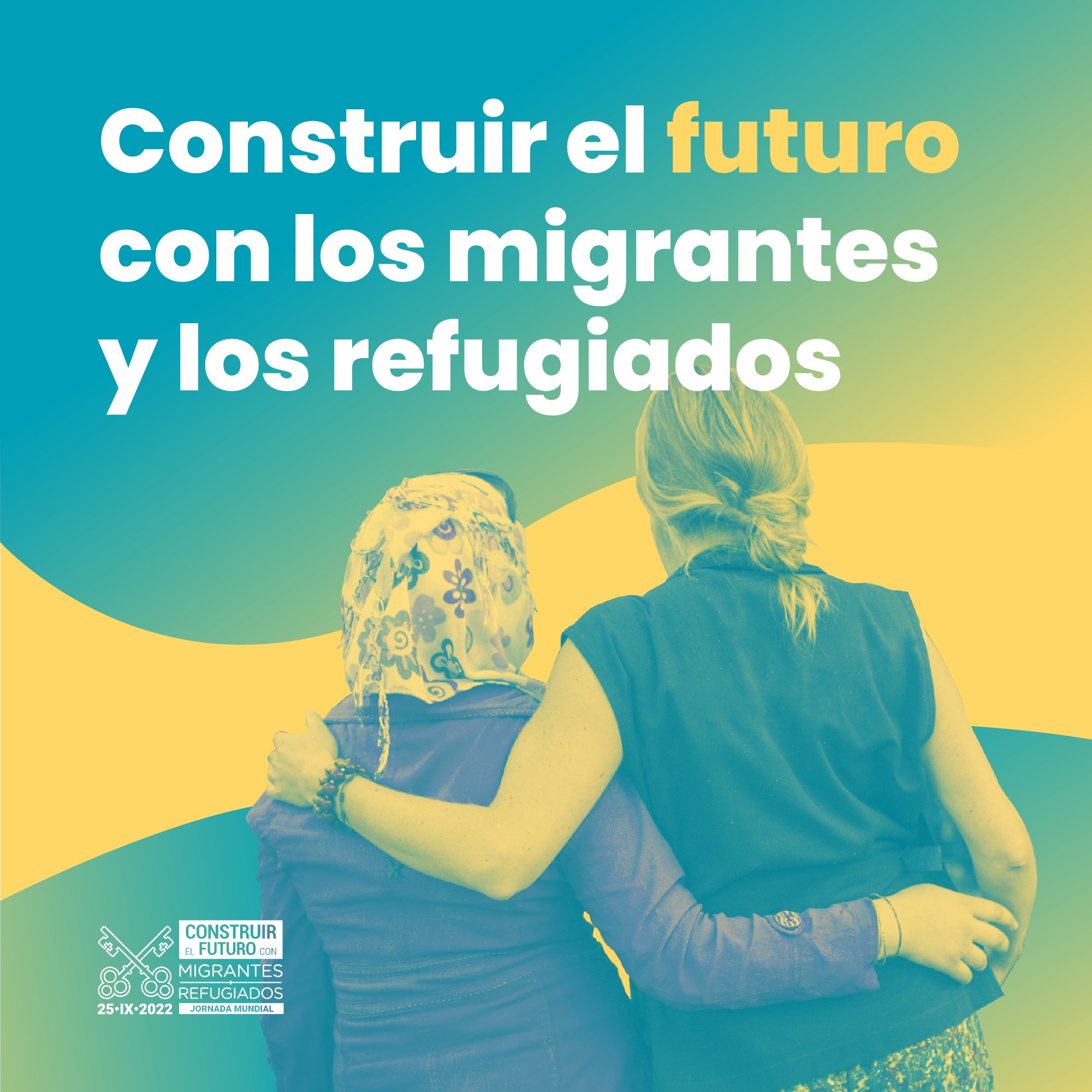 Jornada Munidal del Migrante y del Refugiado 2002. Construir el futuro con los migrantes y refugiados. Cartel 1.